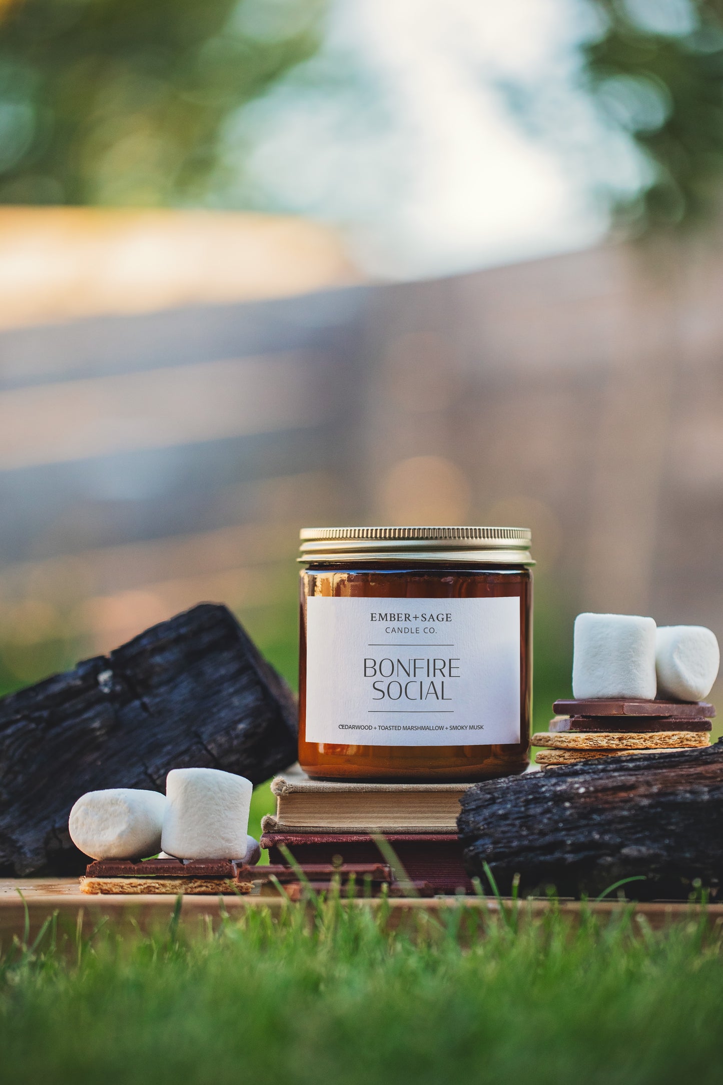 Bonfire Social Hand Poured Soy/Coconut Nebraska-Made Candle 16oz Double Wick