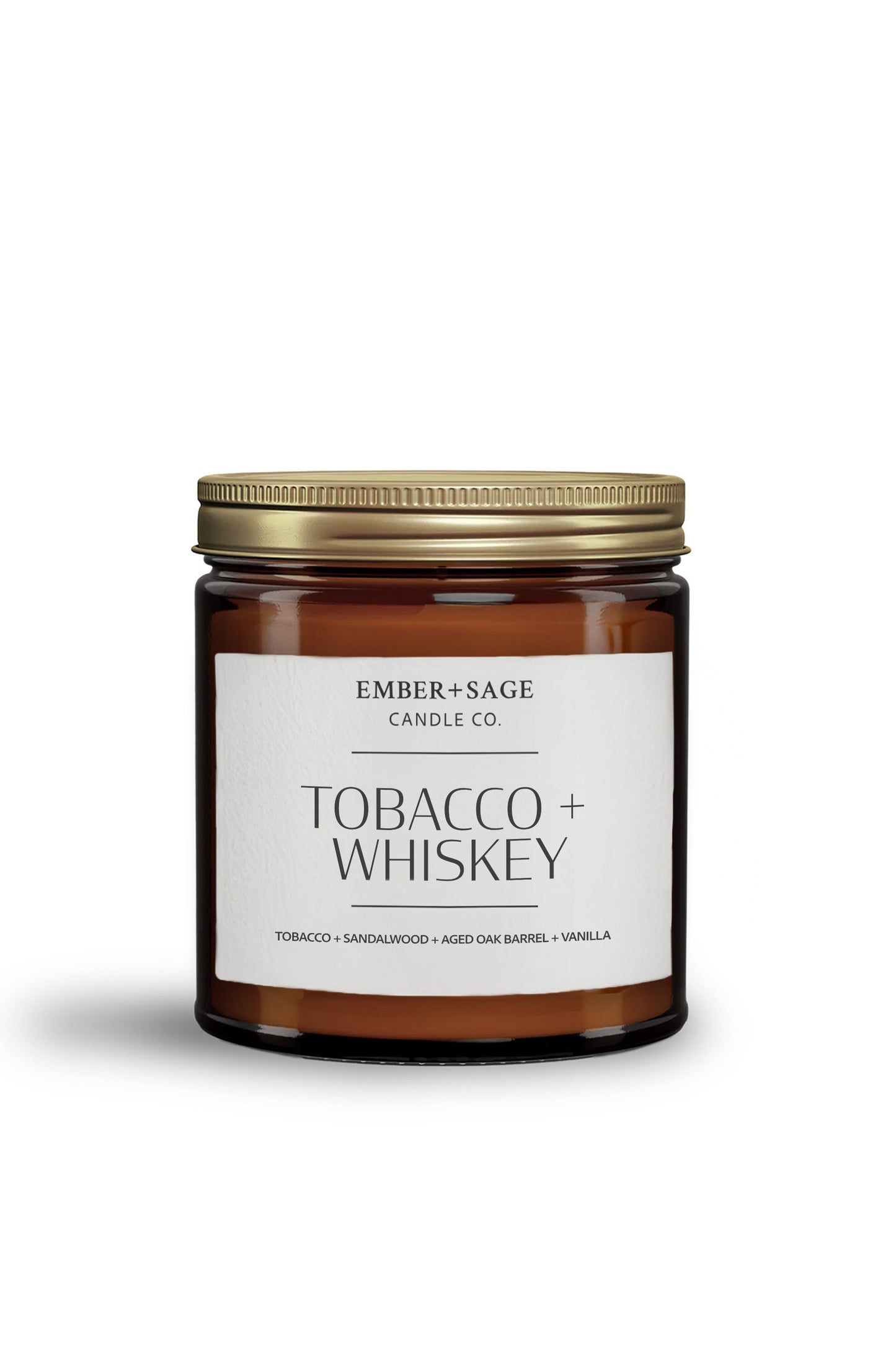 Tobacco + Whiskey Hand Poured Soy/Coconut Nebraska-Made Candle 16oz Double Wick