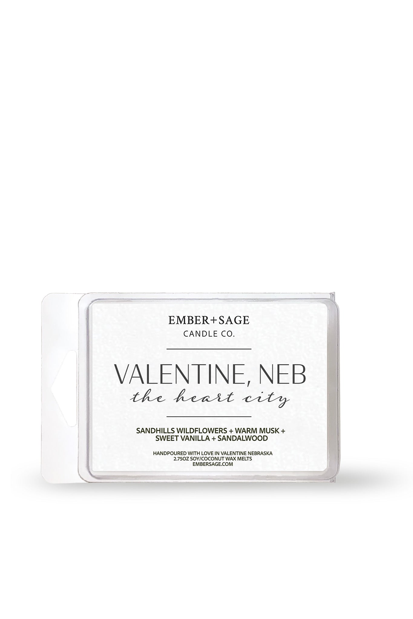 Valentine, Neb: The Heart City | Hand-Poured Soy Coconut Wax Melt | 2.75oz