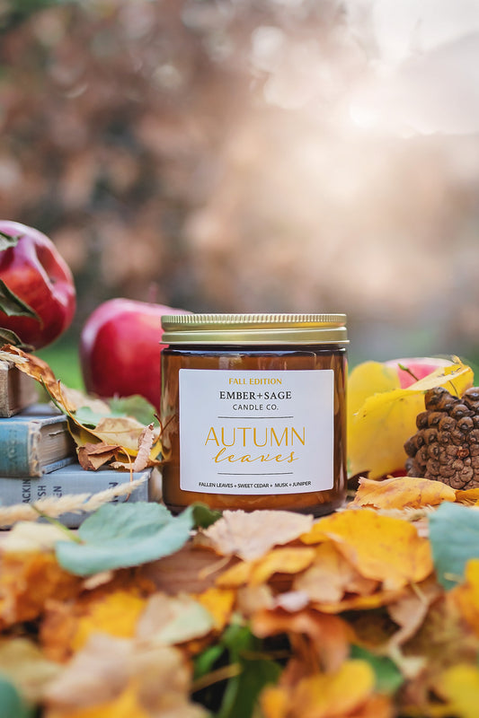 Autumn Leaves Hand Poured Soy/Coconut Nebraska-Made Candle 16oz Double Wick