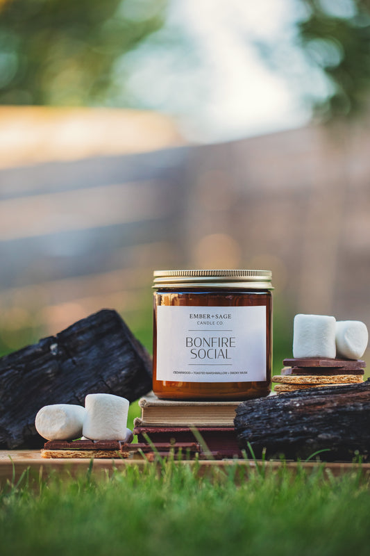 Bonfire Social Hand Poured Soy/Coconut Nebraska-Made Candle 16oz Double Wick