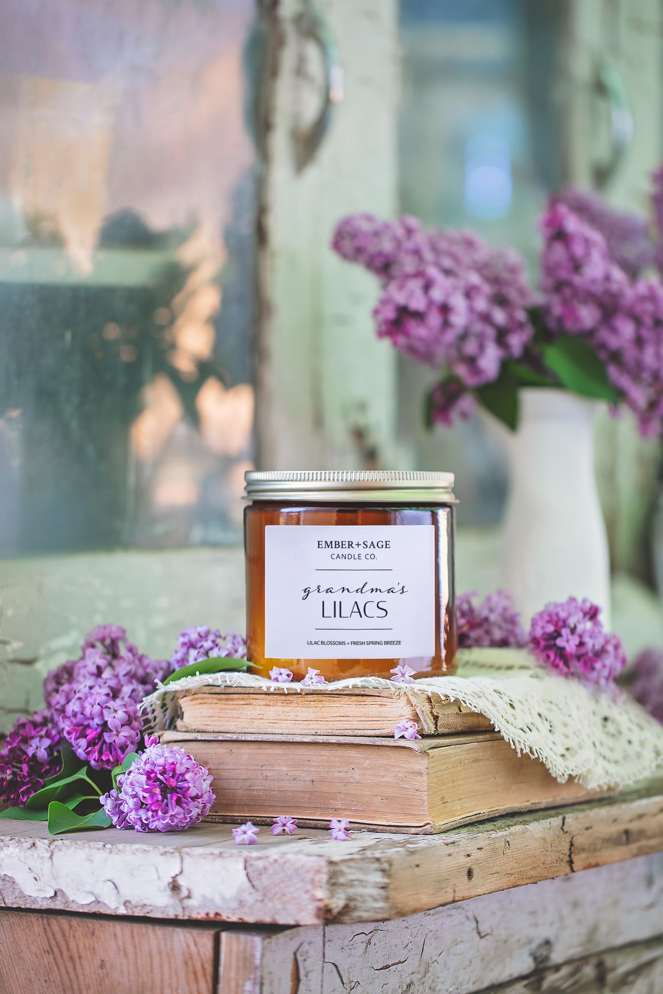 Grandma's Lilacs Hand Poured Soy/Coconut Nebraska-Made Candle 16oz Double Wick