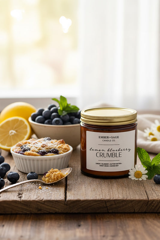 Lemon Blueberry Crumble Hand Poured Soy/Coconut Nebraska-Made Candle 16oz Double Wick