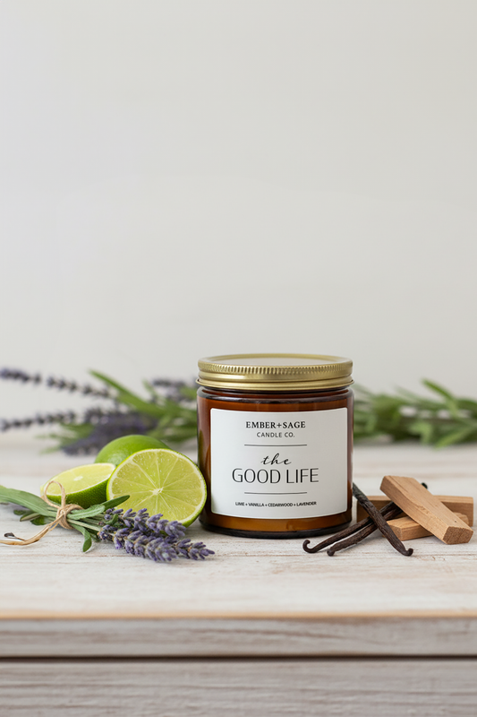 The Good Life Hand Poured Soy/Coconut Nebraska-Made Candle 16oz Double Wick