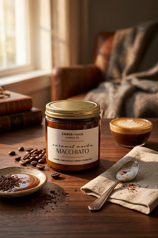 Caramel Mocha Macchiato Hand Poured Soy/Coconut Nebraska-Made Candle 16oz Double Wick