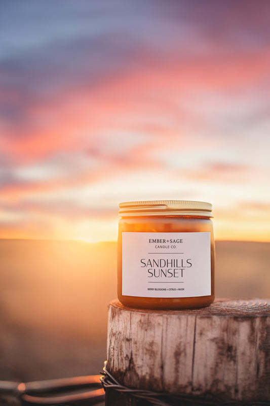 Sandhills Sunset | Hand-Poured Soy Coconut Wax Candle | 16oz with Double Wick
